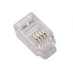 NAC Wire and Cables Plug Connector 25 Pack Handset Flat Stranded 4 Conductor 4P4C Modular Plug RJ-9 RJ-10 RJ-22 for Standard Telephone