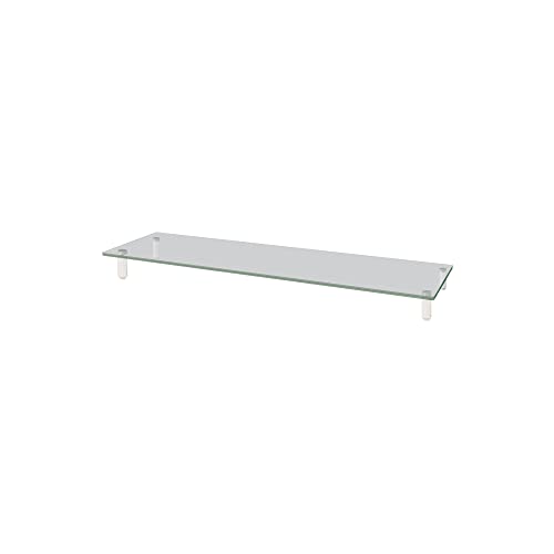 Kantek Extra-Wide Glass Monitor Riser with 8mm Tempered Glass Platform and 60-Pound Capacity, Clear Glass (MS380), 3.3" x 39.4" x 10.2"