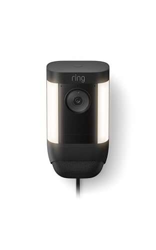 Ring Spotlight Cam Pro, Plug-In, Home or business security, Retinal 2K Video, Color Night Vision and Two-Way Talk with Audio+, Black