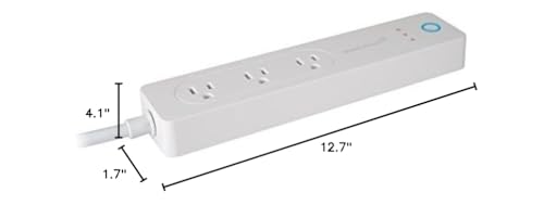 Amped AWPS148W Wireless Wi-Fi Smart Power Strip, Compatible with Amazon Alexa or Google Assistant (Sold Separately), Up to 3 Devices, White