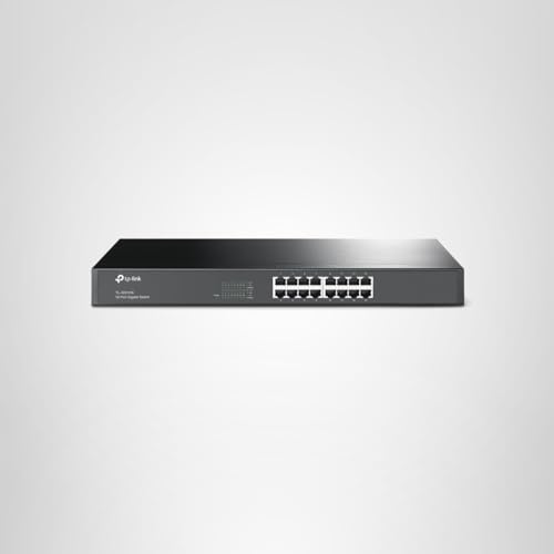 TP-Link TL-SG1016 | 16 Port Gigabit Ethernet Switch | Plug & Play | Sturdy Metal, Shielded Ports, Rackmount, Fanless, Black | 3 Year Manufacturer