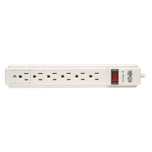 Tripp Lite 6 Outlet Surge Protector Power Strip, 4ft Cord, Tel/Fax/Modem Protection, RJ11, $20,000 INSURANCE (TLP604TEL), Gray