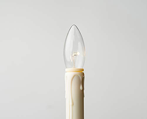 Celestial Lights Set of Four Adjustable Height Battery Operated LED Window Candles with Daily Timer Ivory Candle Stick. (Black Oynx)