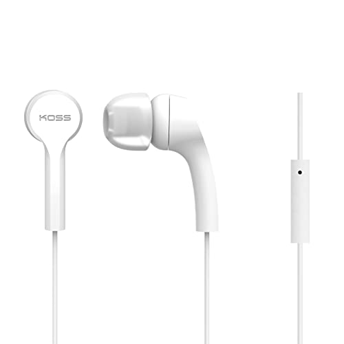 Koss 192617.101 KEB9i Earbuds with Microphone and in-Line Remote (White)
