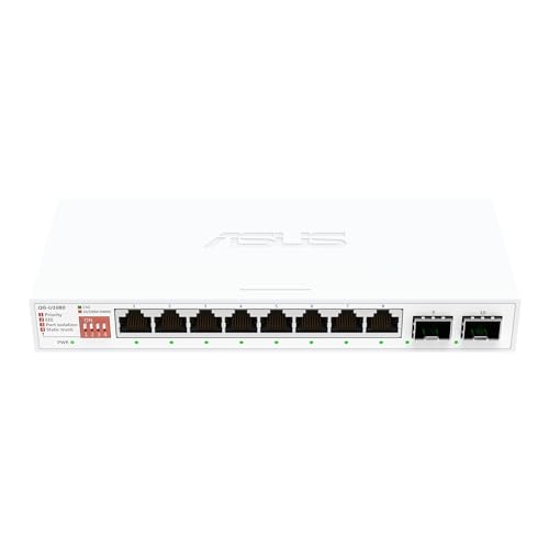 ASUS QG-U1080, 5-Port 2.5G and 2-Port 10G SFP+ Unmanaged Switch, Support 4 Intelligent Modes, Home Network Hub, Office Ethernet Splitter, Plug