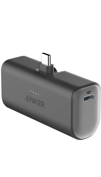 ANKER Portable Charger, Nano Power Bank with Built-in USB C Connector, 5,000mAh Portable Charger 22.5W, for iPhone 17/16/15 Series, Samsung S22/23