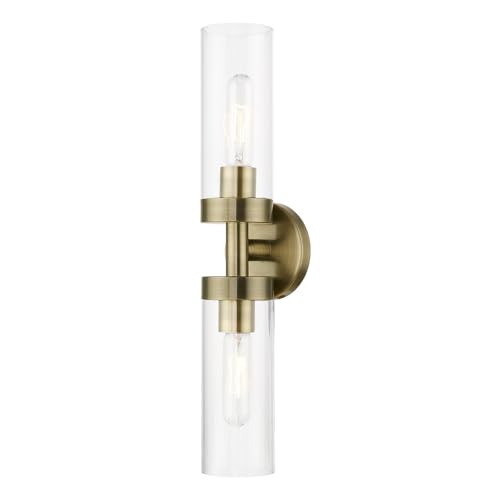 Livex Lighting Ludlow - 2 Light ADA Bath Vanity in Nautical Style-19.25 Inches Tall and 4.25 Inches Wide-Antique Brass Finish