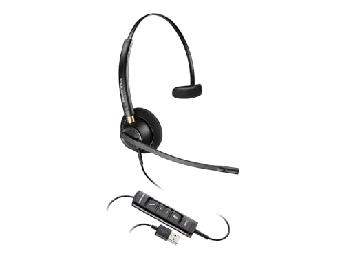 Poly - EncorePro 515 USB-A and USB-C USB Headset (Plantronics) - Cloud System Updates - Acoustic Hearing Protection - Works with Avaya, Genesys…