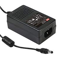 Mean Well GST25A48-P1J Desktop AC Adapter, 25W 48V 0.52A, DC P1J Barrel Plug, 2.1mm I.D. x 5.5mm O.D. x 11mm Center Positive Female, 3 Pole AC Inlet