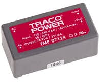 TMP 07124, AC/DC Power Module, Encap, 7W 24VDC 291mA, PCB-Mount with Solder pins