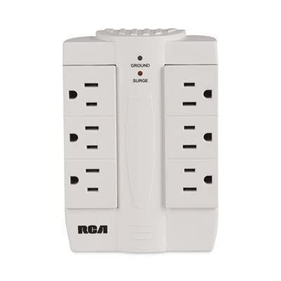 RCA PSWTS6F Wall Tap Surge Protector with 6 Swivel Outlets,White