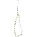 aoukoslt Elegant Metal Chain Pearl Phone Lanyard - Adjustable Wrist Strap with Secure Clasp for Hands, Stylish Beaded Phone Accessories Compatible