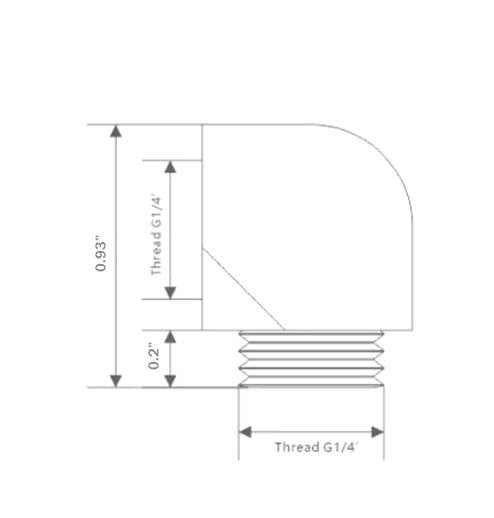 dracaena.io 6-Pack G1/4" Male to Female 90° Angle Elbow Fittings, Brass Water Cooling Connector Adapter for PC Computer Liquid Cooling Loop, Durable