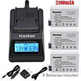 Kastar Fast Charger + Battery (3-Pack) for Canon LP-E8, LPE8, LC-E8E Work with Canon EOS 550D, EOS 600D, EOS 700D, EOS Rebel T2i, EOS Rebel T3i, EOS