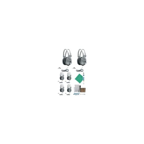 Hamilton Buhl SC-7V SchoolMate Deluxe Headphones (6-Pack) Bundle with Universal Cleaning Kit and Camera Accessory Kit (8 Items)