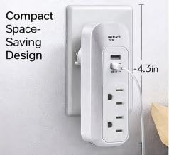 Easylife Tech Wall Outlet Extender with 2 AC Outlets and 2 USB Charging Ports Compact Plug in Power Hub 5V 3.4A USB Charger for Home Office and Travel
