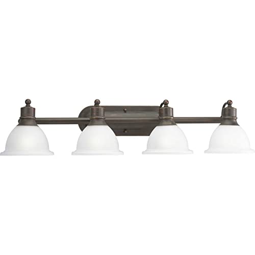 Progress Lighting Madison Collection 4-Light Etched Glass Traditional Bath Vanity Light Antique Bronze