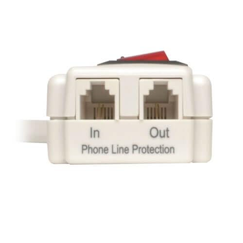 Tripp Lite 6 Outlet Surge Protector Power Strip, 4ft Cord, Tel/Fax/Modem Protection, RJ11, $20,000 INSURANCE (TLP604TEL), Gray