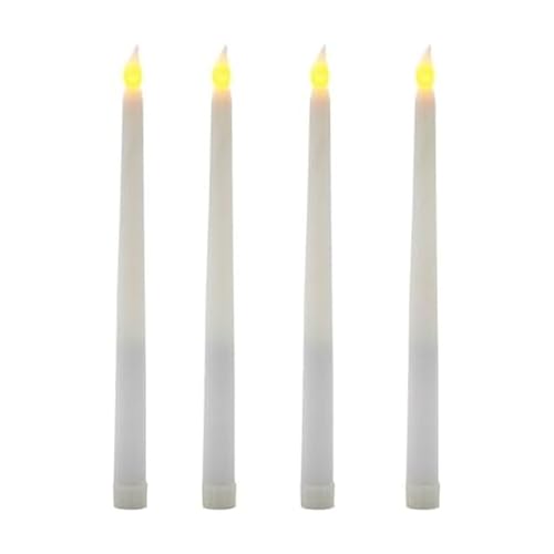Mikasa LED Taper Candles, Flameless Candles, Set of 4, 11.8 Inch, White