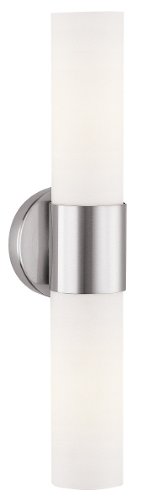 Aqueous - 2-Light Wall Sconce - Brushed Steel Finish - Opal Glass Shade
