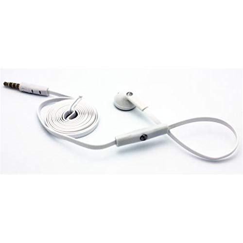 Mono Headset Compatible with LG V40 ThinQ Phone, Wired Earphone Single Earbud 3.5mm Headphone Flat White for V40 ThinQ Model
