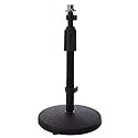 LyxPro Desktop Microphone Stand - 9"-14" Adjustable Height Desk Mic Holder - Weighted Cast Iron Base - 3/8"-5/8" Adapter Screw - Table Top with