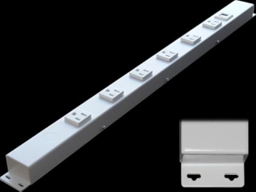 24” Hardwired Power Strip (NO Power Cord), 6 Horizontal Outlets (NOT Tamper Resistant), with Ears (with mounting tabs on Both Ends), 15A (NOT a 20 Amp