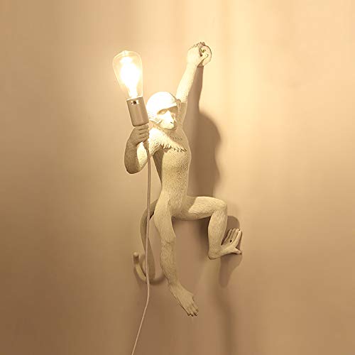 YIYIBYUS Monkey Wall Lamp, Vintage Resin Monkey Form Wall Lamp, Nordic Light Retro Resin Monkey Light Fixture, Modern Wall Lighting E26(Not Included)