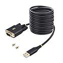 StarTech 10ft/3m USB to Serial Adapter Cable, COM Retention, FTDI IC, USB-A to DB9 RS232, Interchangeable DB9 Screws/Nuts
