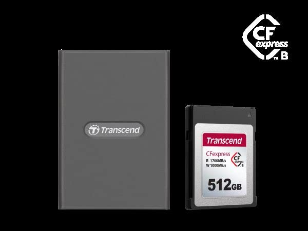 Transcend CFexpress Card Reader, Type B, USB 3.2 Gen 2x2, 20 Gbps, Aluminum housing, for Photography and Cinematic Experts, Include Type A and Type C
