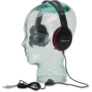 Compucessory Stereo Headset with Volume Control, Black, Red