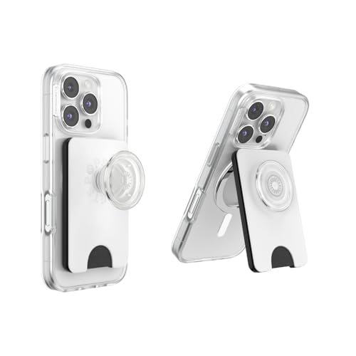 PopSockets Kick-Out Wallet for MagSafe, Adjustable Kickstand, Magnetic Stand - White