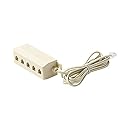 GE 5 Way Phone Splitter Jack Modular 6.5' Ft Cord Extension Cable Adapter Modular Outlet Ivory 6.5' FT Cord Extension 5 Way Splitter One Phone Outlet