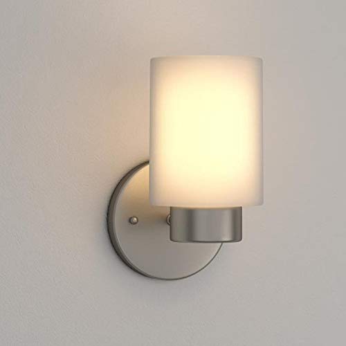Ciata Lighting Bathroom Light Fixtures Over Mirror, One-Light Brushed Nickel Finish Bathroom Vanity Light Wall Fixture with Frosted Seed Glass Finish