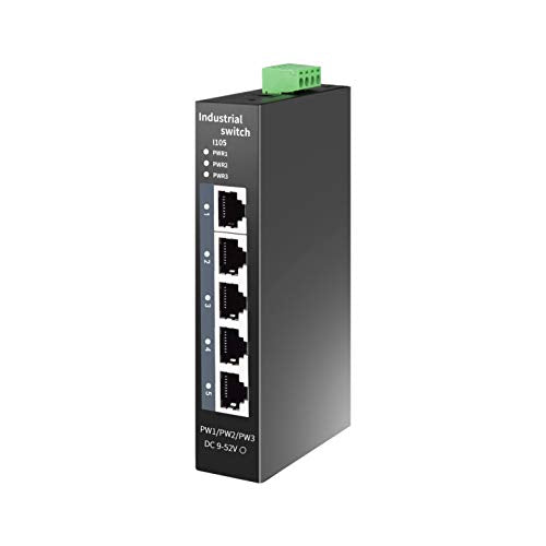 STEAMEMO 5-Port Industrial Ethernet Switch | DIN-Rail Mount | 100Mbps Ports + 1Gbps Switching | -40°C to 70°C Operation | Rugged Metal Housing |