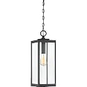 Quoizel Westover Outdoor Hanging Lantern, 21 Inch 1-Light Earth Black Modern Ceiling Mount Light, Clear Beveled Glass, Max Hanging Height 122"