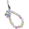 Jinshining Blue Mobile Phones Lanyard Universal Phone Chain Colorful Pearl Phone Lanyard Wrist Strap Anti Lost Fashion Phones Case Keychain Wallet