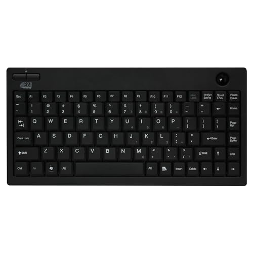 Adesso WKB-3100UB Wireless Mini Trackball Keyboard, Compact 87-Key Layout