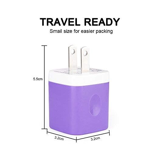 USB Wall Charger, Charging Cube, Sicodo 3Pack Dual Port Charging Block Plug in Cell Phone Charger Box Brick USB Power Adapter for iPhone 17 16 15 14