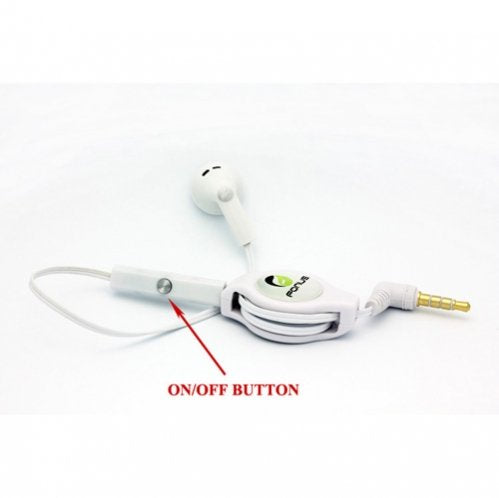 White Retractable 3.5mm Mono Handsfree Headset Earphone Single Earbud with Microphone for AT&T Samsung Galaxy S3 SGH-i747 / Galaxy S4 SGH-I337…