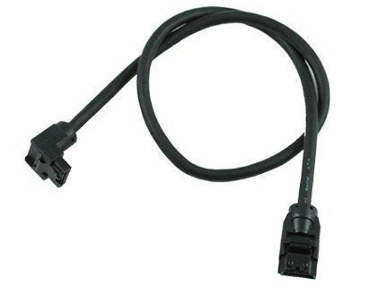 SATA III Premium Round Cable Straight to Right Angle - Black, 24 inches