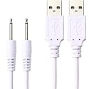 Accessonico USB DC Charging Cable 2.5mm Fast Charger Replacement Cord - 2 Pack DC Charger Pin Charger, White & White