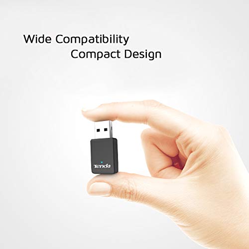 Tenda U9 11AC USB Wifi Adapter-Dual Band 2.4/5G AC650 Wireless Network Card, Wifi Dongle, Mini Size, Supports Windows (XP/7/8/1/10),Black