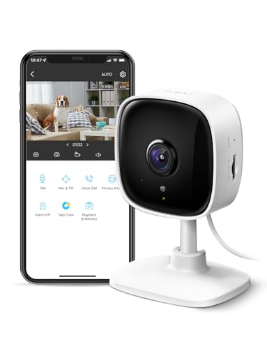 TP-Link Tapo 1080P Indoor Security Camera for Baby Monitor, Dog Camera w/Motion Detection, 2-Way Audio Siren, Night Vision, Cloud & SD Card Storage