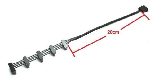 AYA 16-Inch 4-Pin IDE Molex to 5 SATA Power Cable 18AWG