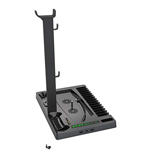 GAMFAMI Multi-Function Charging Stand with Cooling Fan for PS5 Disc/Digital Edition/PS5 Controller, Vertical Charger Cooling Storage Stand