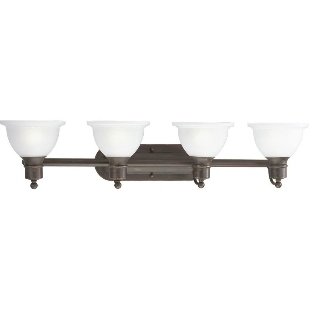 Progress Lighting Madison Collection 4-Light Etched Glass Traditional Bath Vanity Light Antique Bronze