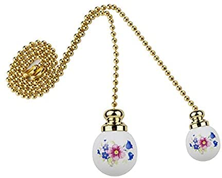 LuoQiuFa Ceiling Fan Pull Chain, 12 Inches Handle Ceramic Zipper Extension Chandelier Ceiling Fan Zipper 2pcs
