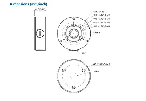 PFA130-E Security Camera Bracket Wall Mounting Junction Box IP66 Water-Proof for HAC-HDW1100, IPC-HDW1000/HDW1200/HDW3200/HDW4100/HDW4200/HDW4300S