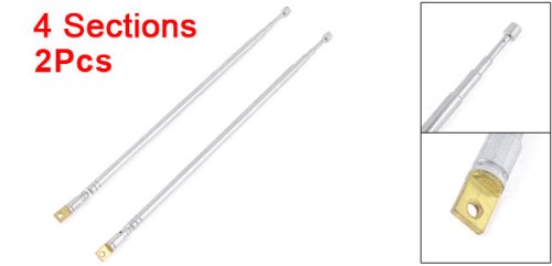 uxcell 4 Section Telescopic Universal Antenna, 2Pcs 62.5cm 24.6" Length FM Radio Stereo Stretch Antenna for AM FM Radio, Stainless Steel AM FM Radio